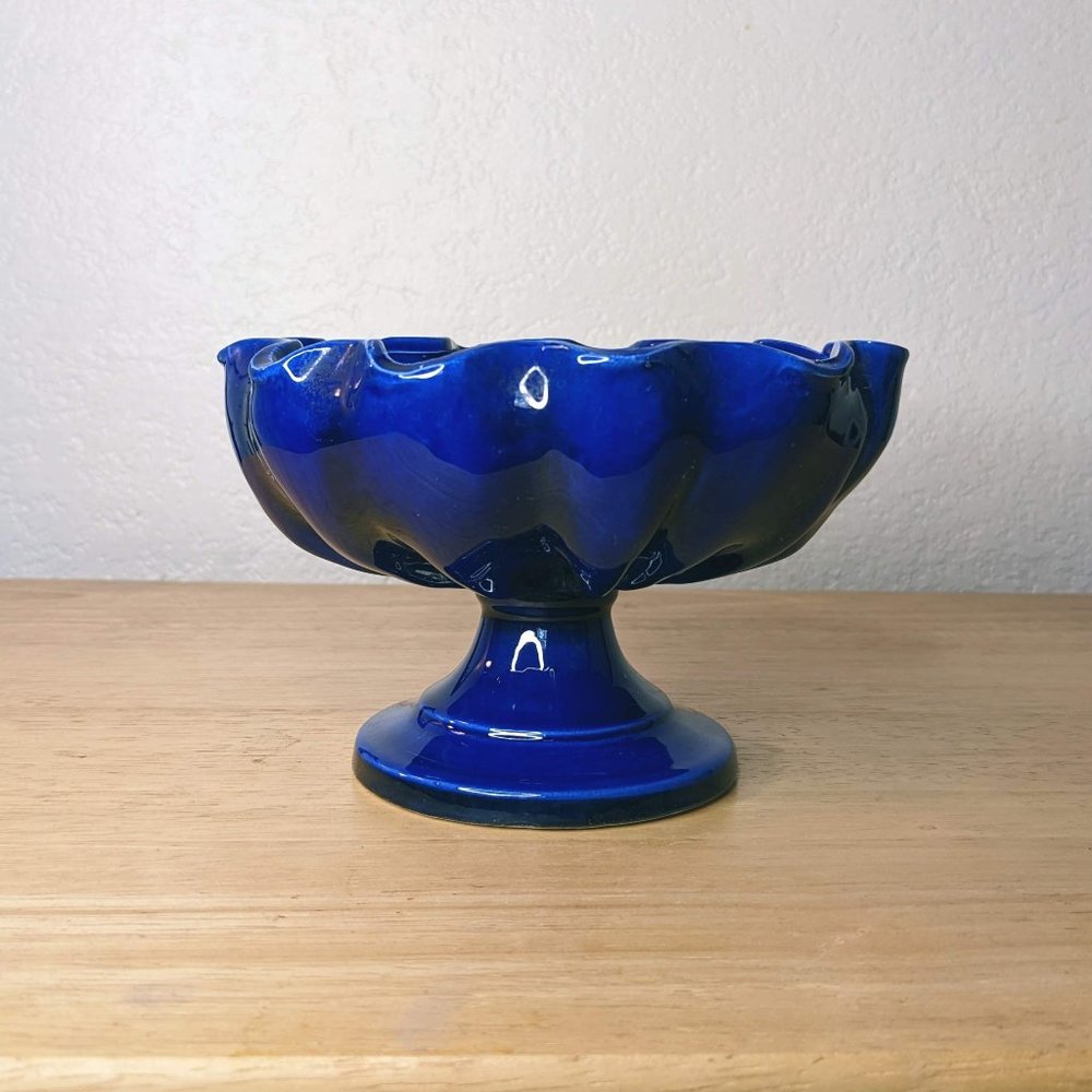 Vintage Cobalt Blue Glass Sauce Dish